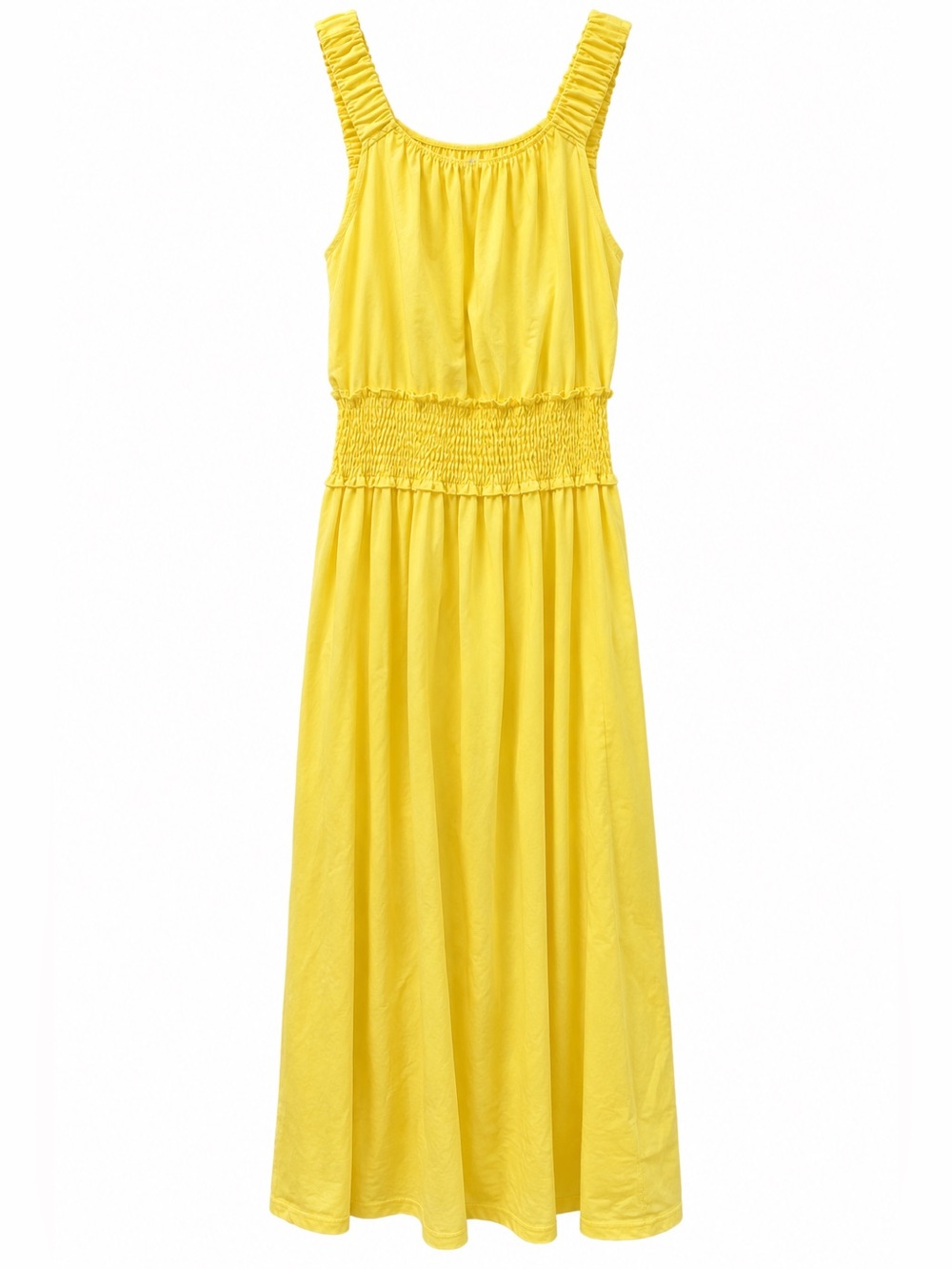 Women’s Yellow Smocked Waist Maxi Dress